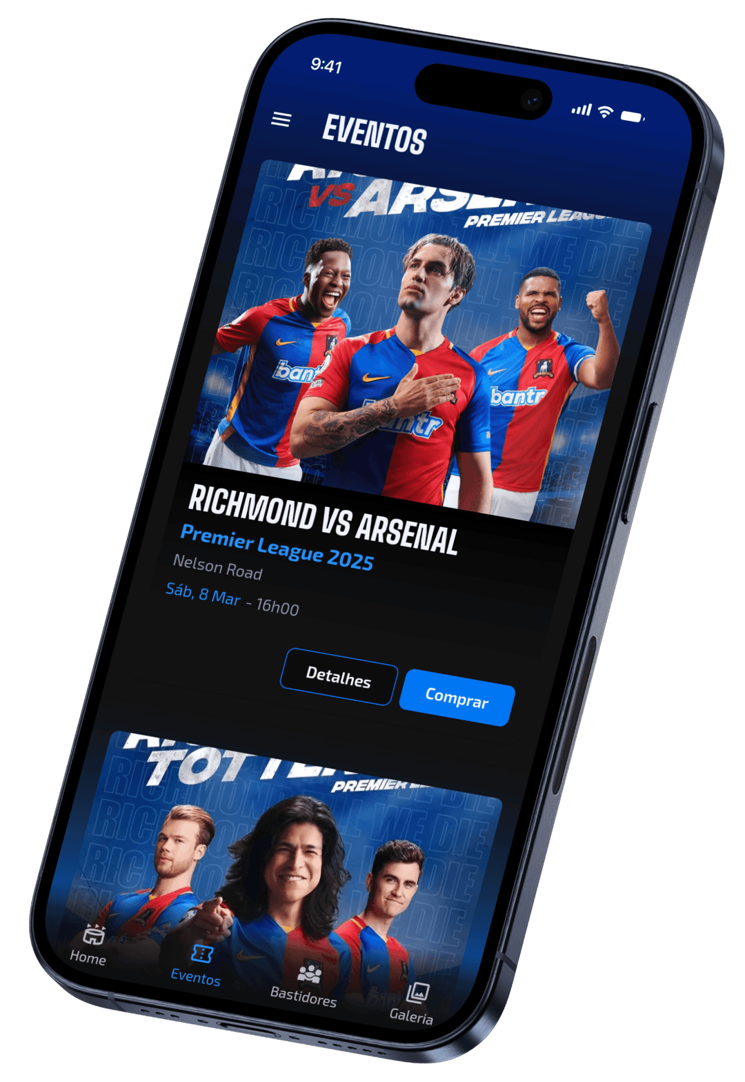 Interface do app Blue Bite mostrando perfil e colecionáveis